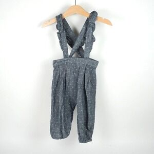Tucker + Tate Overalls Baby 12M Blue Polka Dot Ruffle Strap Chambray Jumpsuit